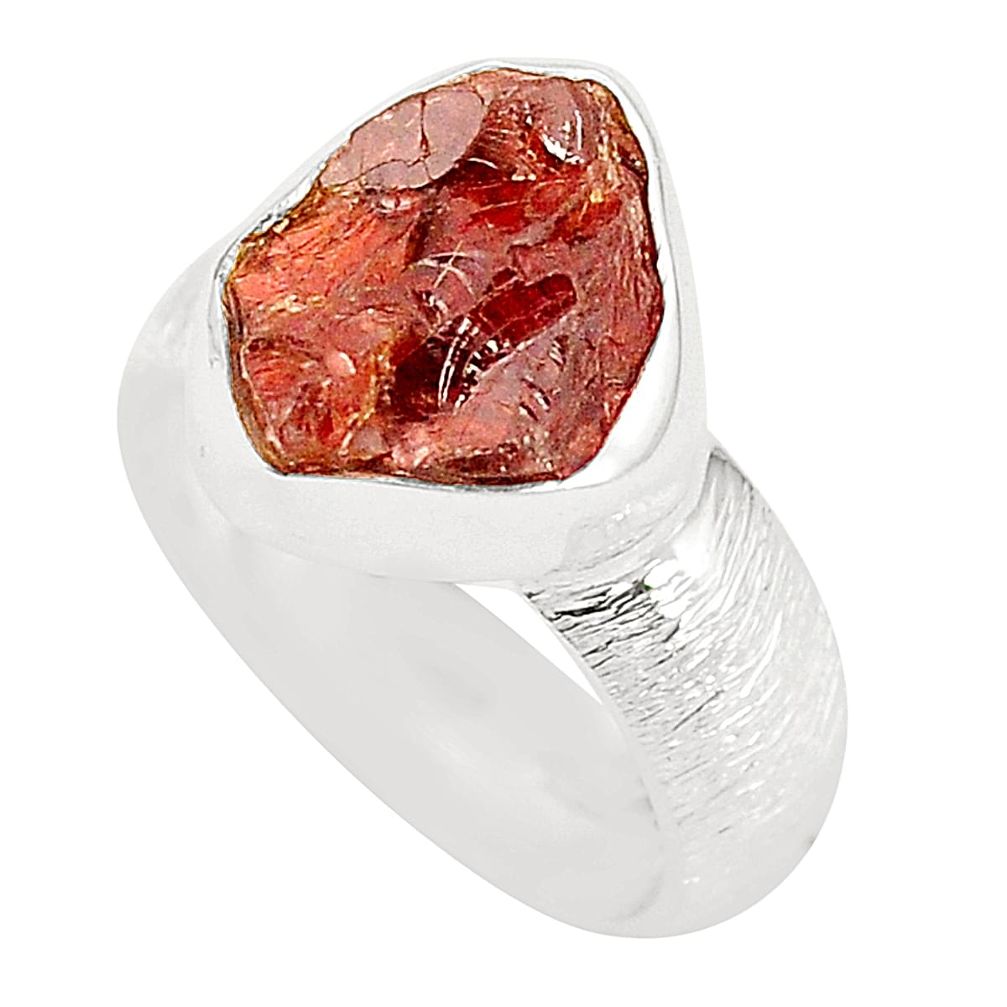 Natural red garnet rough 925 sterling silver ring jewelry size 7.5 m37400