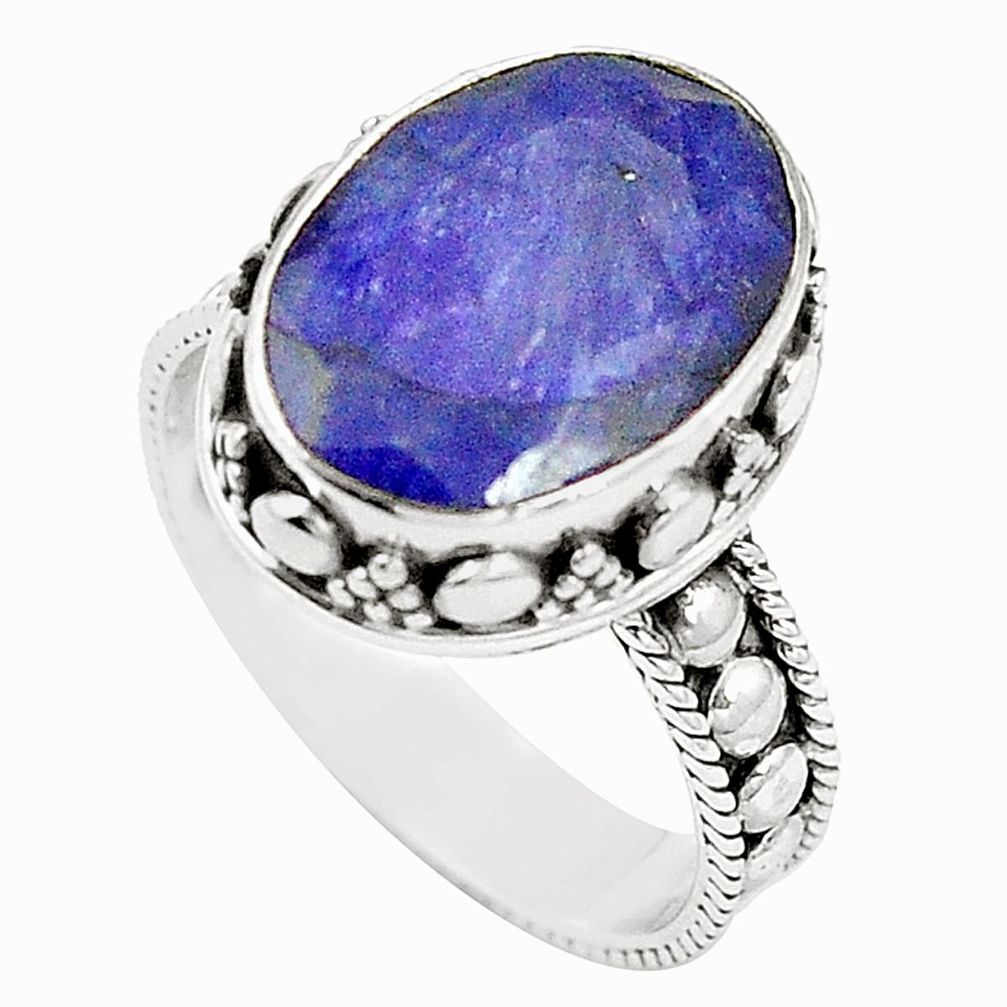 Natural blue sapphire 925 sterling silver ring jewelry size 7 m37743