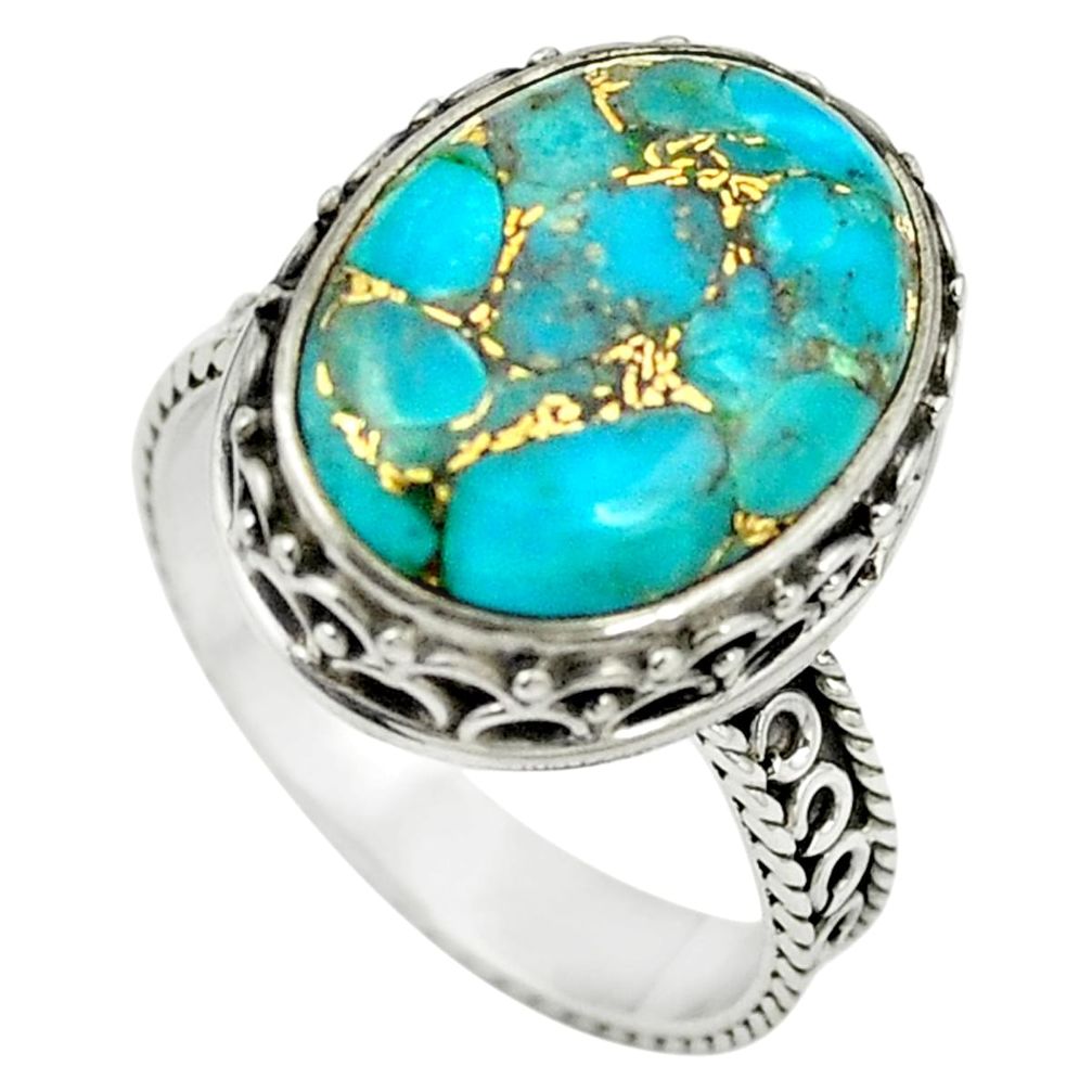 Blue copper turquoise 925 sterling silver ring jewelry size 8 m37764