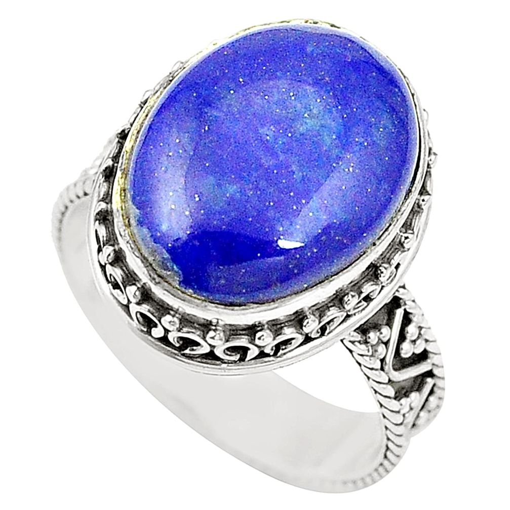 Natural blue lapis lazuli 925 sterling silver ring jewelry size 8 m37799