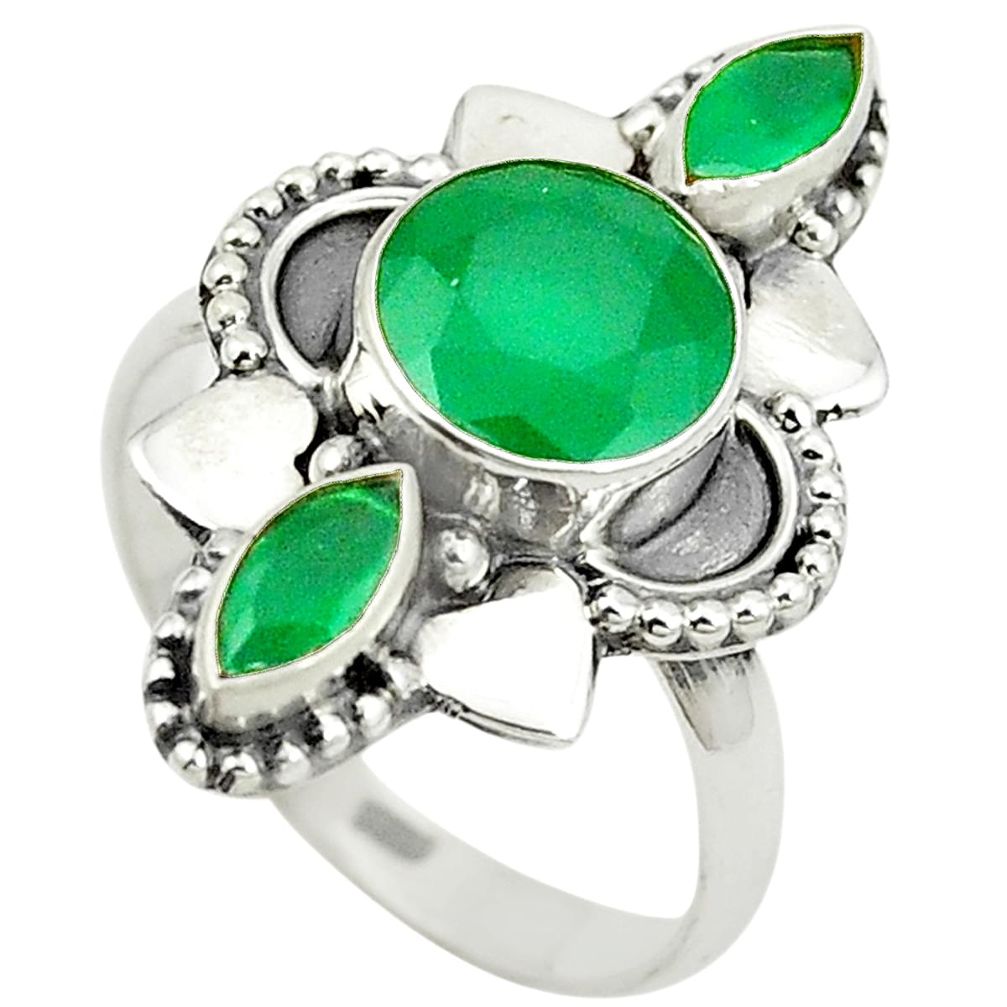 925 sterling silver natural green chalcedony ring jewelry size 7 m37844