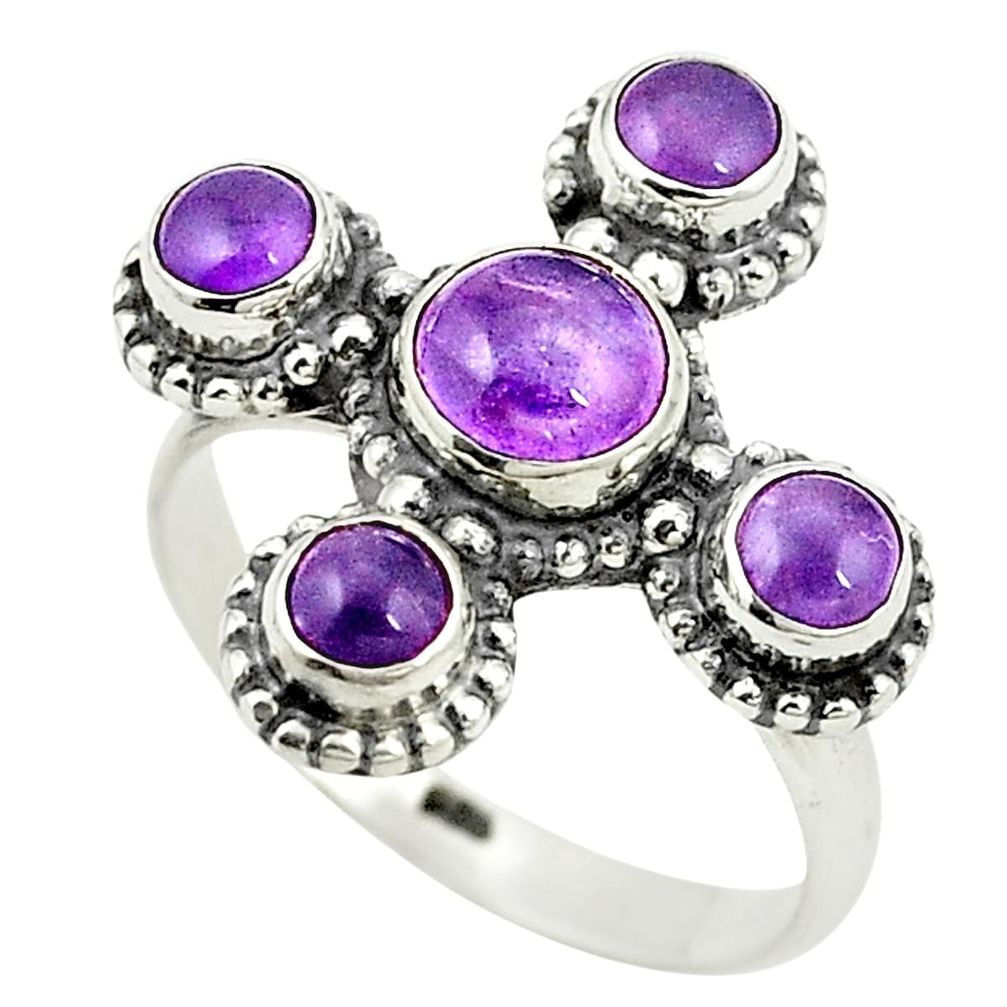 Natural purple amethyst 925 sterling silver ring jewelry size 7 m37856