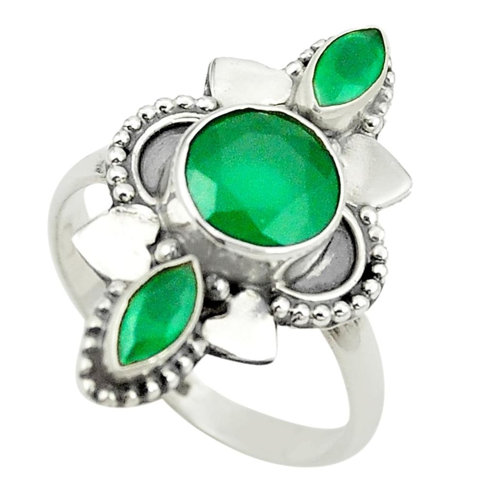 Natural green chalcedony 925 sterling silver ring jewelry size 8.5 m37865