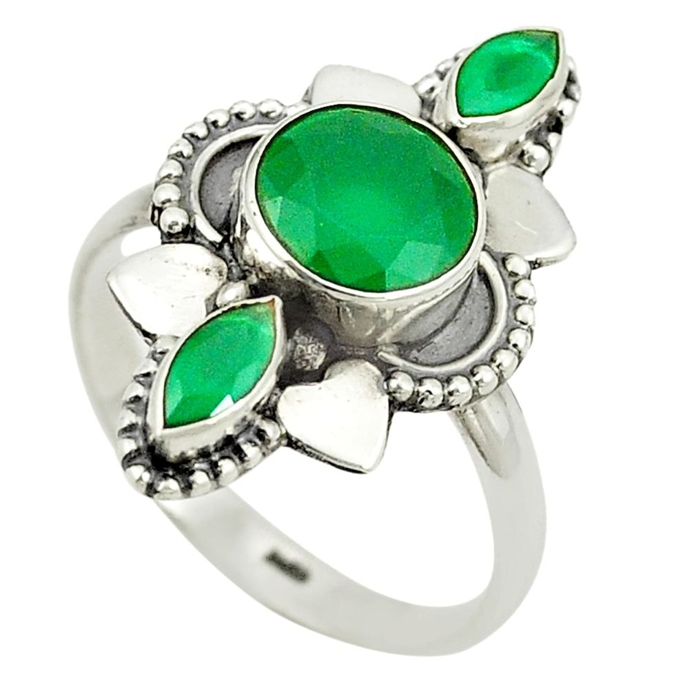 925 sterling silver natural green chalcedony ring jewelry size 8.5 m37874