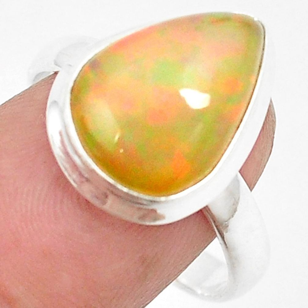 Natural multi color ethiopian opal 925 silver ring jewelry size 8.5 m37881