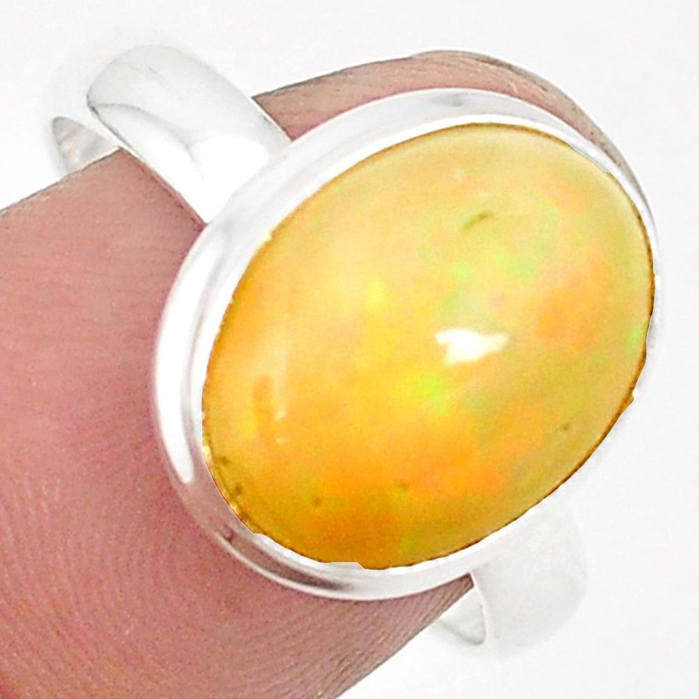 Natural multi color ethiopian opal 925 sterling silver ring size 8.5 m37885