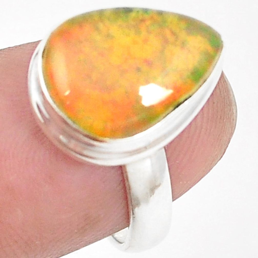 Natural multi color ethiopian opal 925 sterling silver ring size 6 m37886
