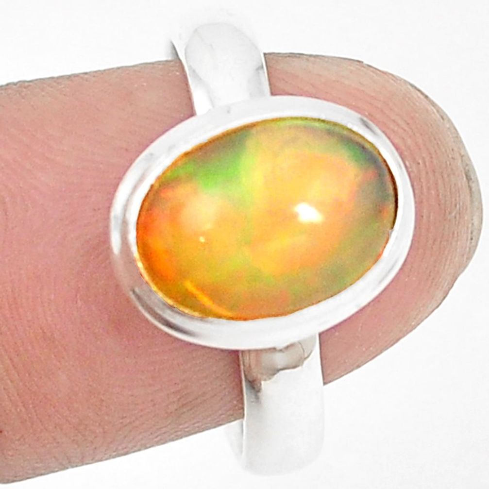 Natural multi color ethiopian opal 925 sterling silver ring size 8 m37892