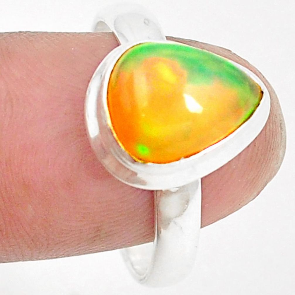 Natural multi color ethiopian opal 925 sterling silver ring size 9 m37894