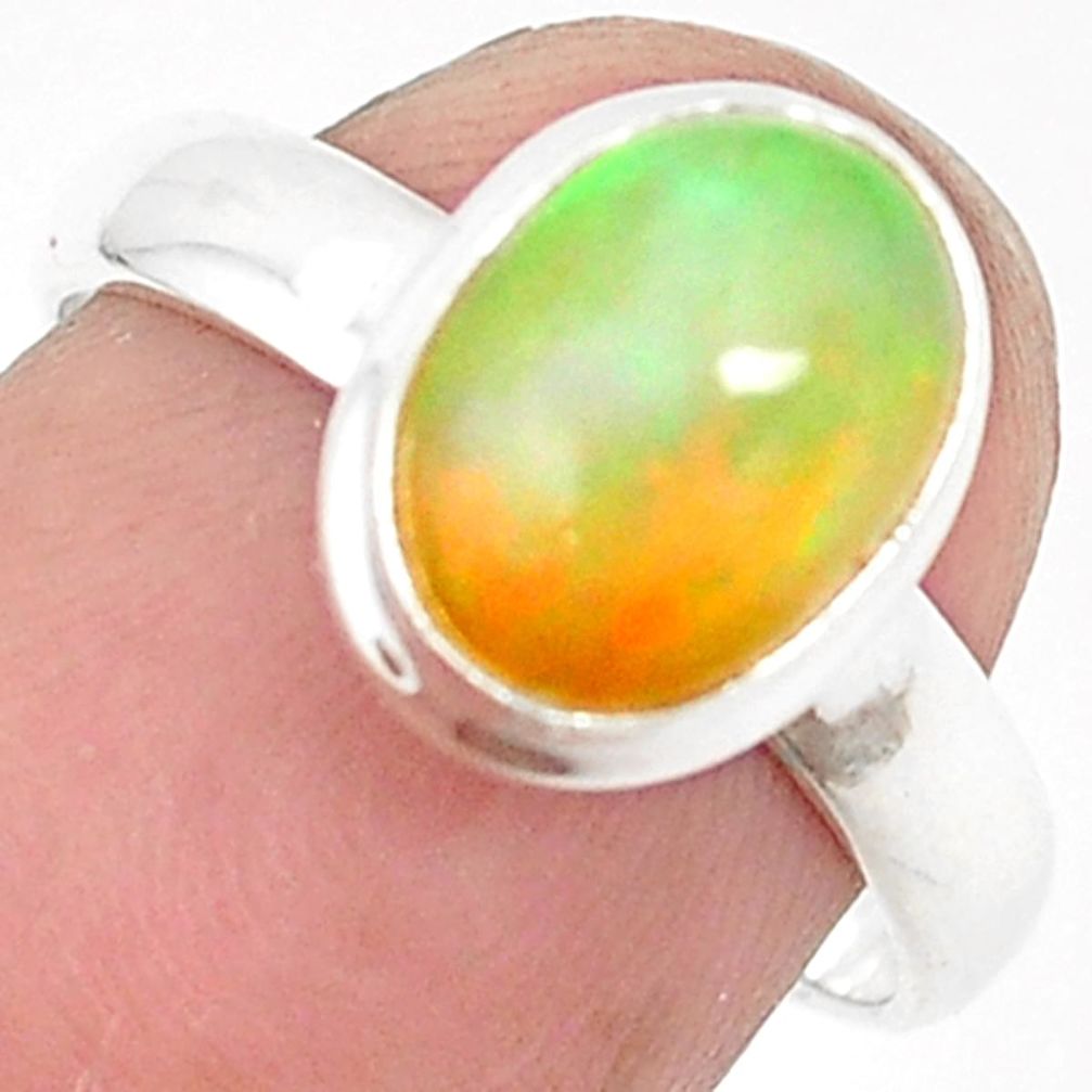 925 silver natural multi color ethiopian opal ring jewelry size 6.5 m37918