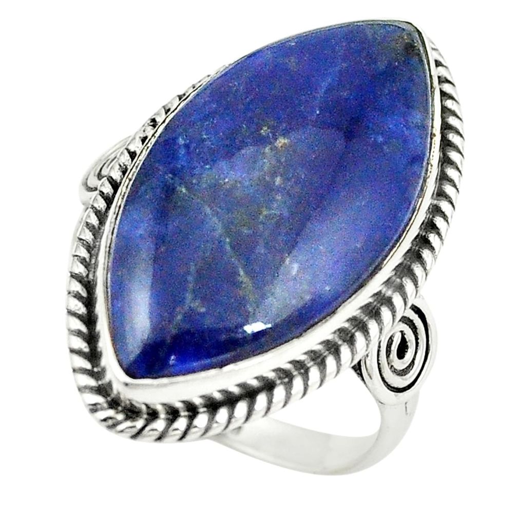 Natural blue sodalite marquise 925 sterling silver ring jewelry size 8 m38180