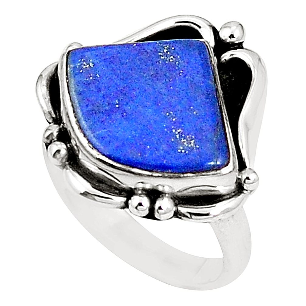 Natural blue lapis lazuli 925 sterling silver ring jewelry size 7.5 m38235