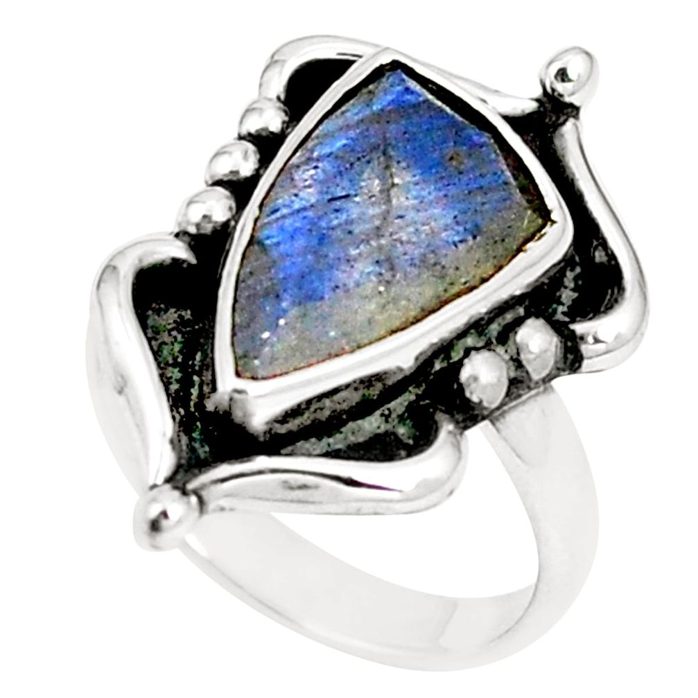 Natural blue labradorite 925 sterling silver ring jewelry size 7 m38239