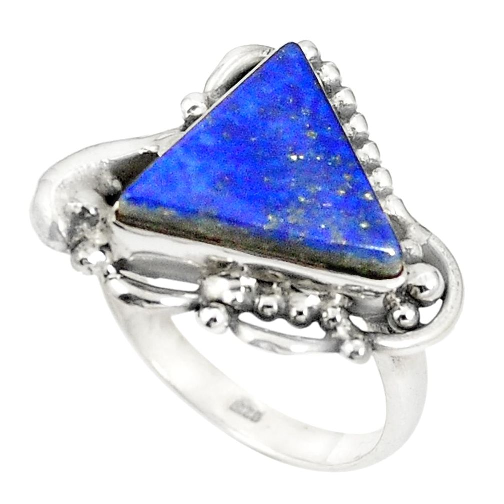 925 sterling silver natural blue lapis lazuli ring jewelry size 7.5 m38244