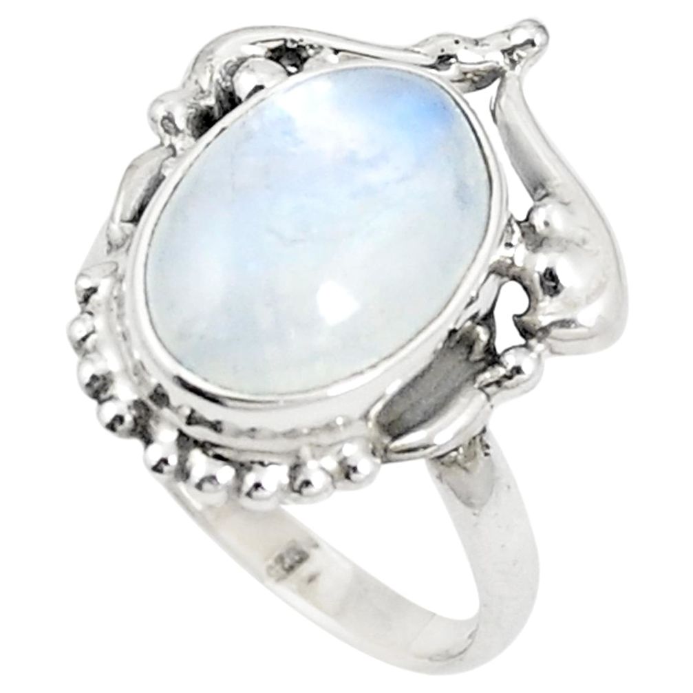 Natural rainbow moonstone 925 sterling silver ring jewelry size 7.5 m38289