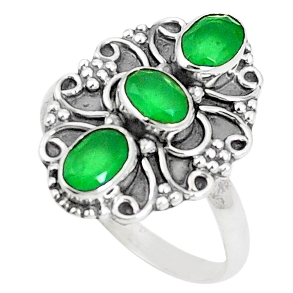 Natural green chalcedony 925 sterling silver ring jewelry size 8.5 m38647