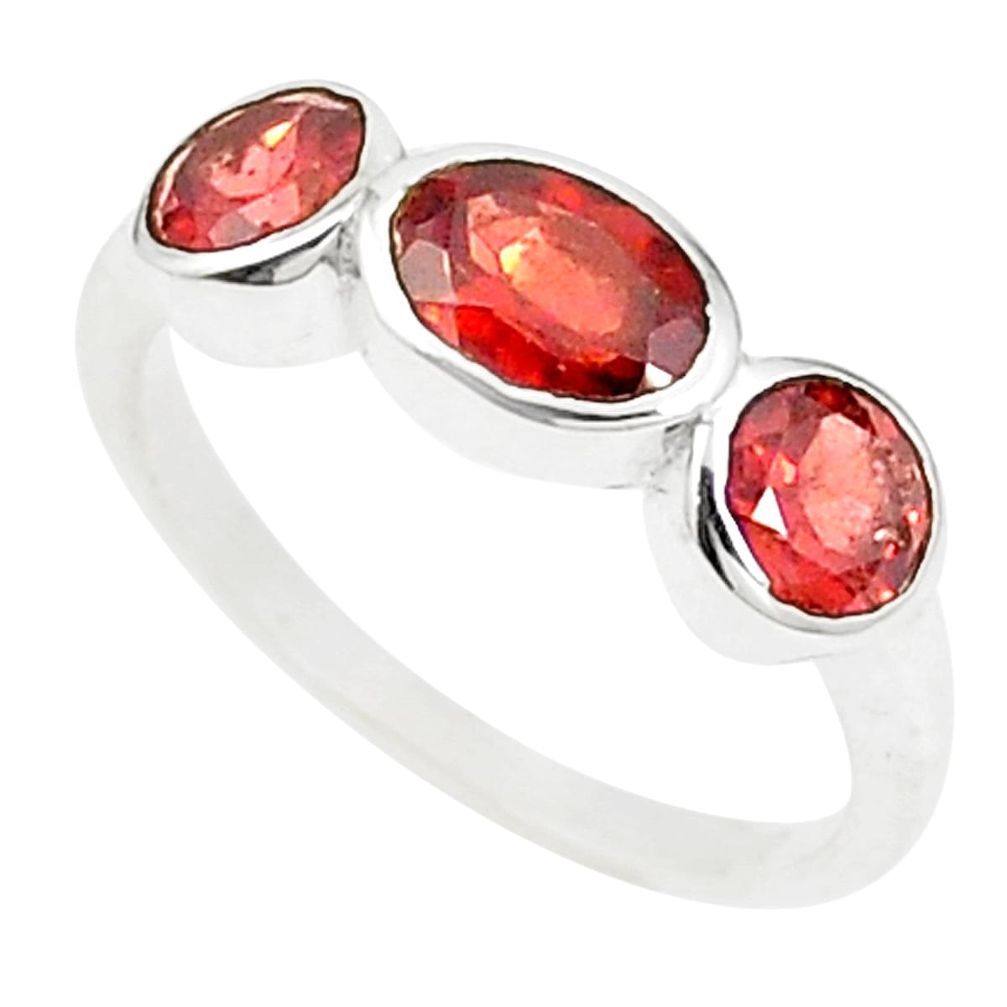 Natural red garnet 925 sterling silver ring jewelry size 7.5 m38658