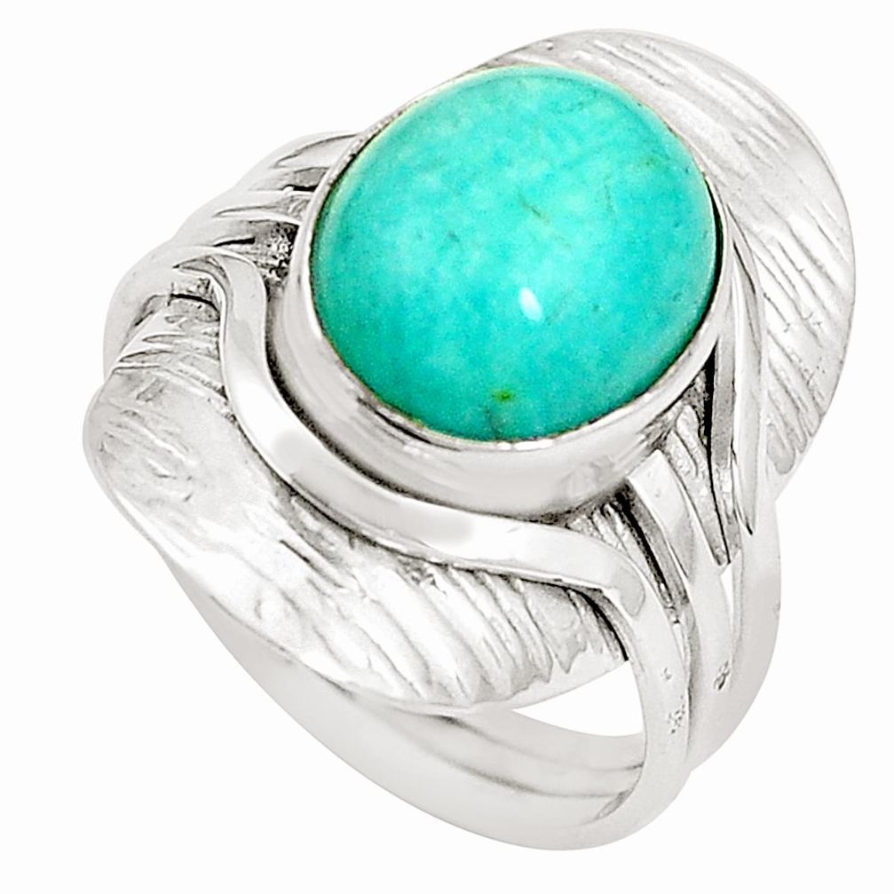 Natural green peruvian amazonite 925 sterling silver ring size 8 m39670