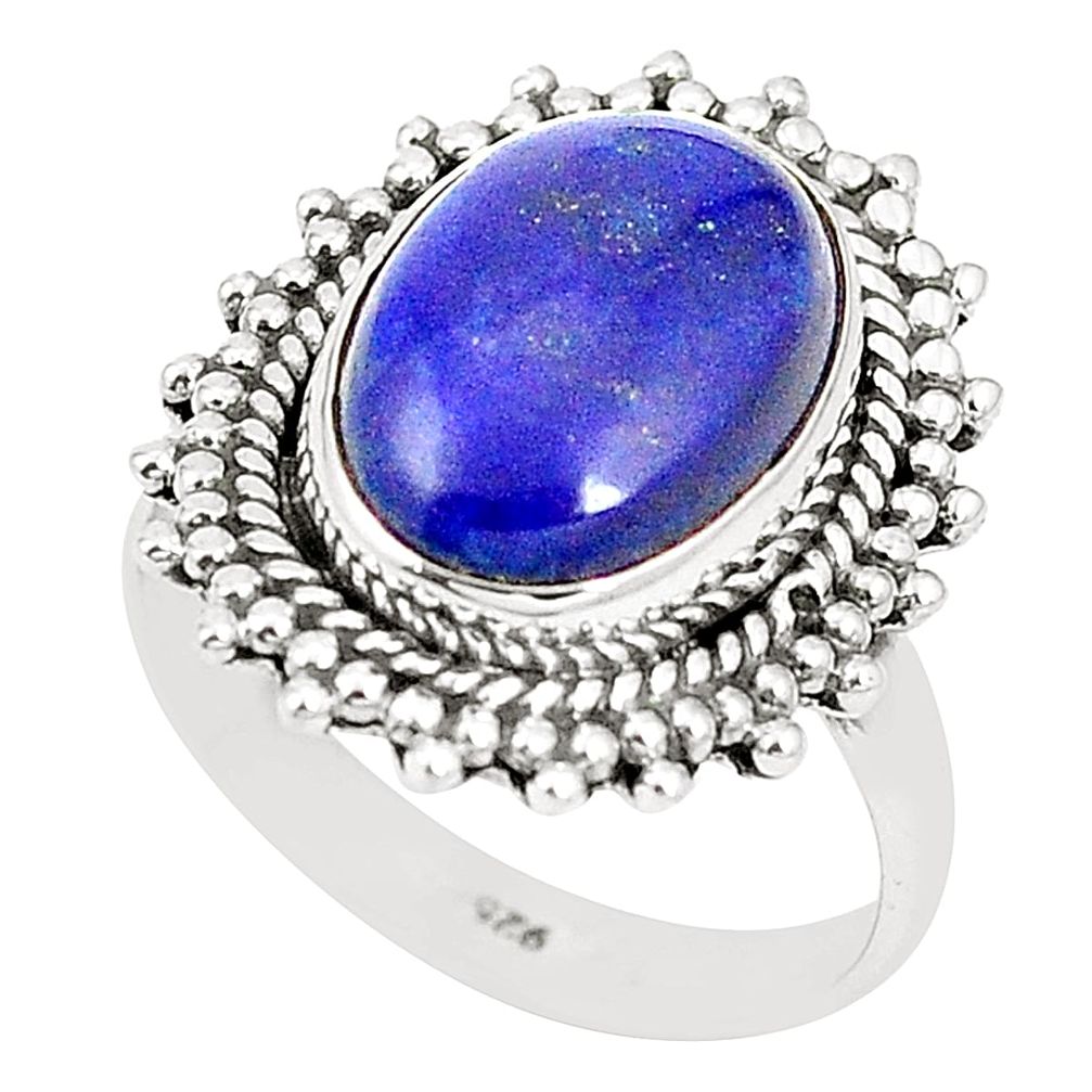 Natural blue lapis lazuli 925 sterling silver ring jewelry size 7.5 m40461