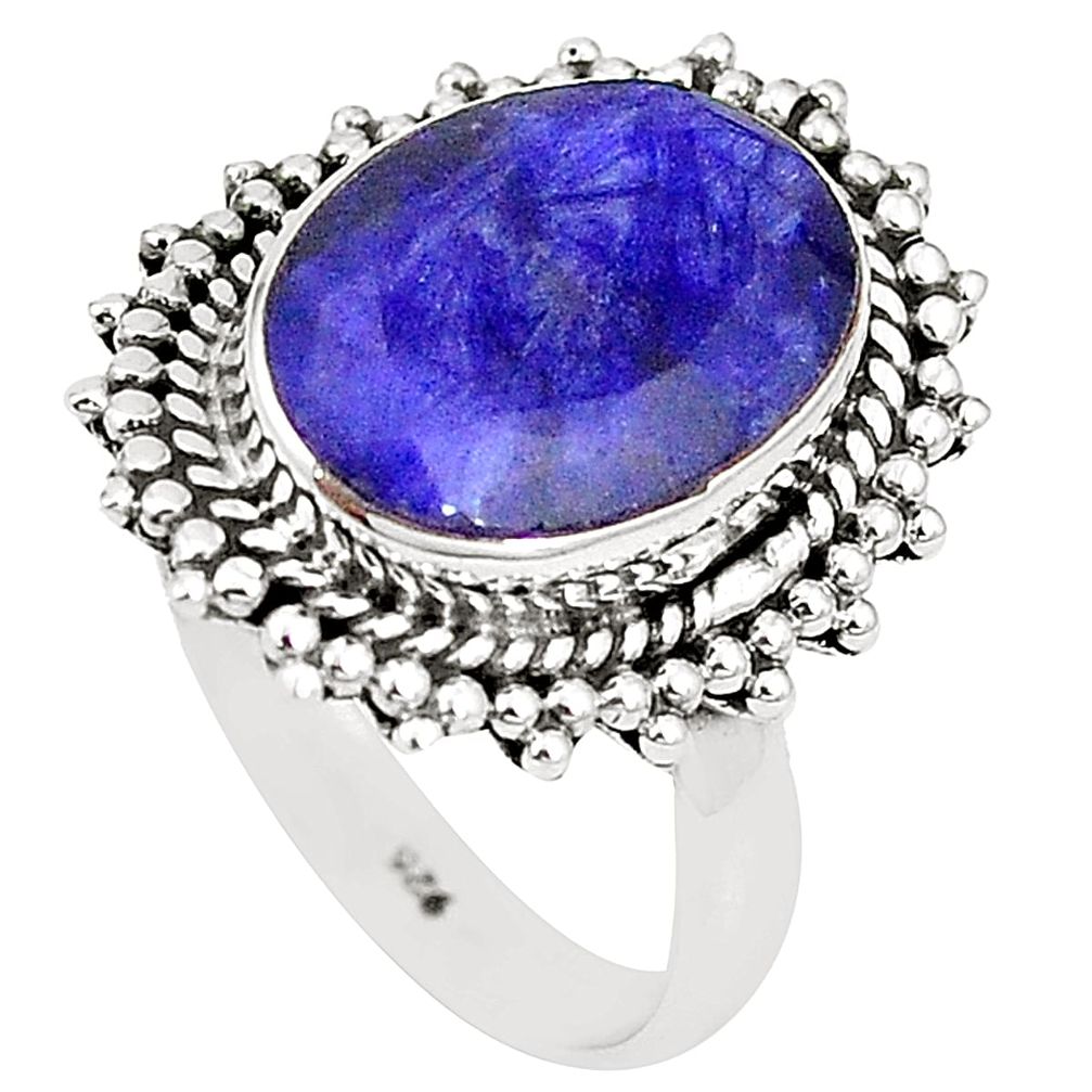 Natural blue sapphire 925 sterling silver ring jewelry size 7.5 m40465