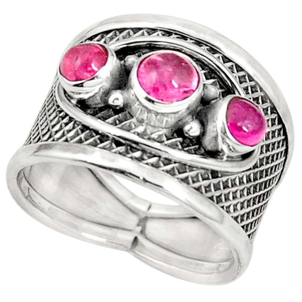 Natural pink tourmaline 925 sterling silver ring jewelry size 7.5 m40641