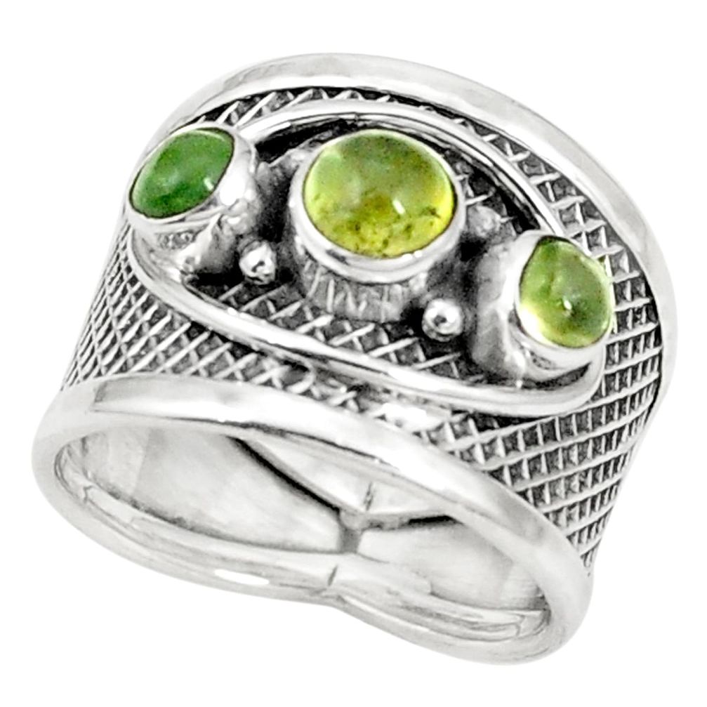 925 sterling silver natural green tourmaline round ring jewelry size 7 m40644