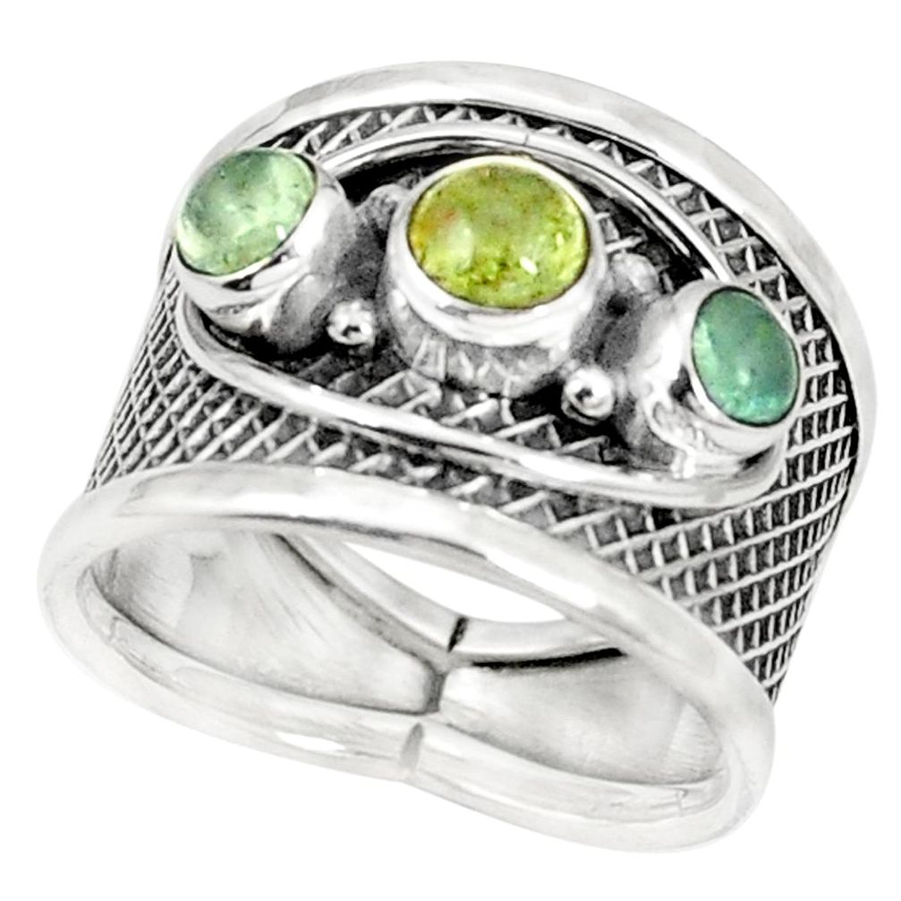 Natural green tourmaline 925 sterling silver ring jewelry size 7.5 m40647