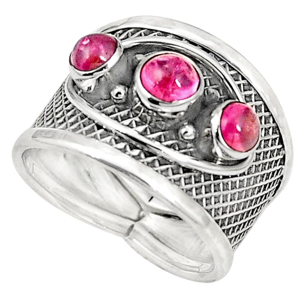 Natural pink tourmaline 925 sterling silver ring jewelry size 8 m40657