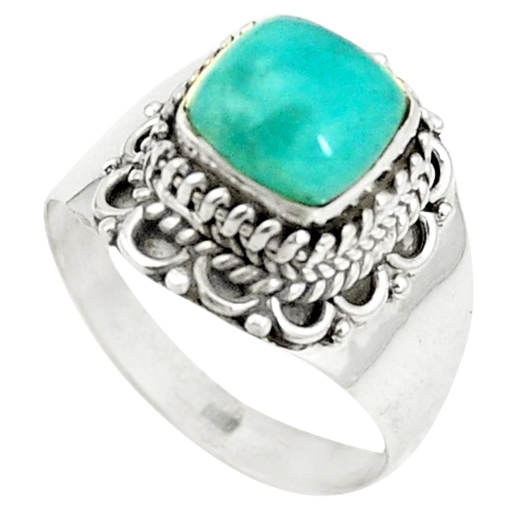 Natural green amazonite (hope stone) 925 silver ring jewelry size 9 m41512