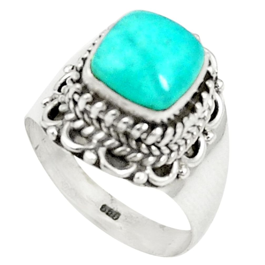 Natural green amazonite (hope stone) 925 silver ring jewelry size 6 m41513