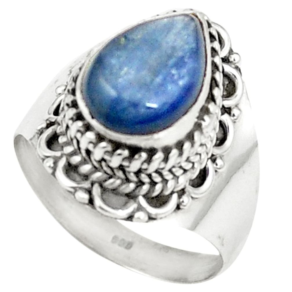 925 sterling silver natural blue kyanite pear ring jewelry size 7.5 m41516