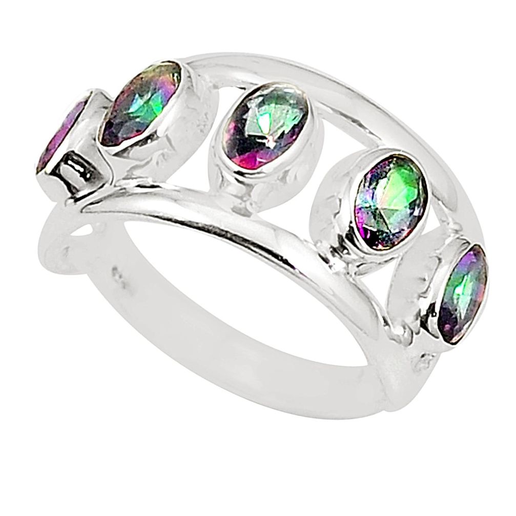 Multi color rainbow topaz 925 sterling silver ring jewelry size 8.5 m41524