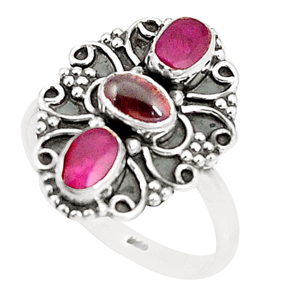 Natural red garnet ruby 925 sterling silver ring jewelry size 9 m41529