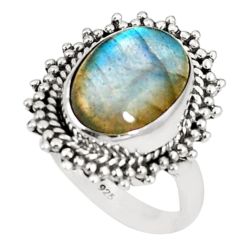 Natural blue labradorite 925 sterling silver ring jewelry size 8.5 m41562