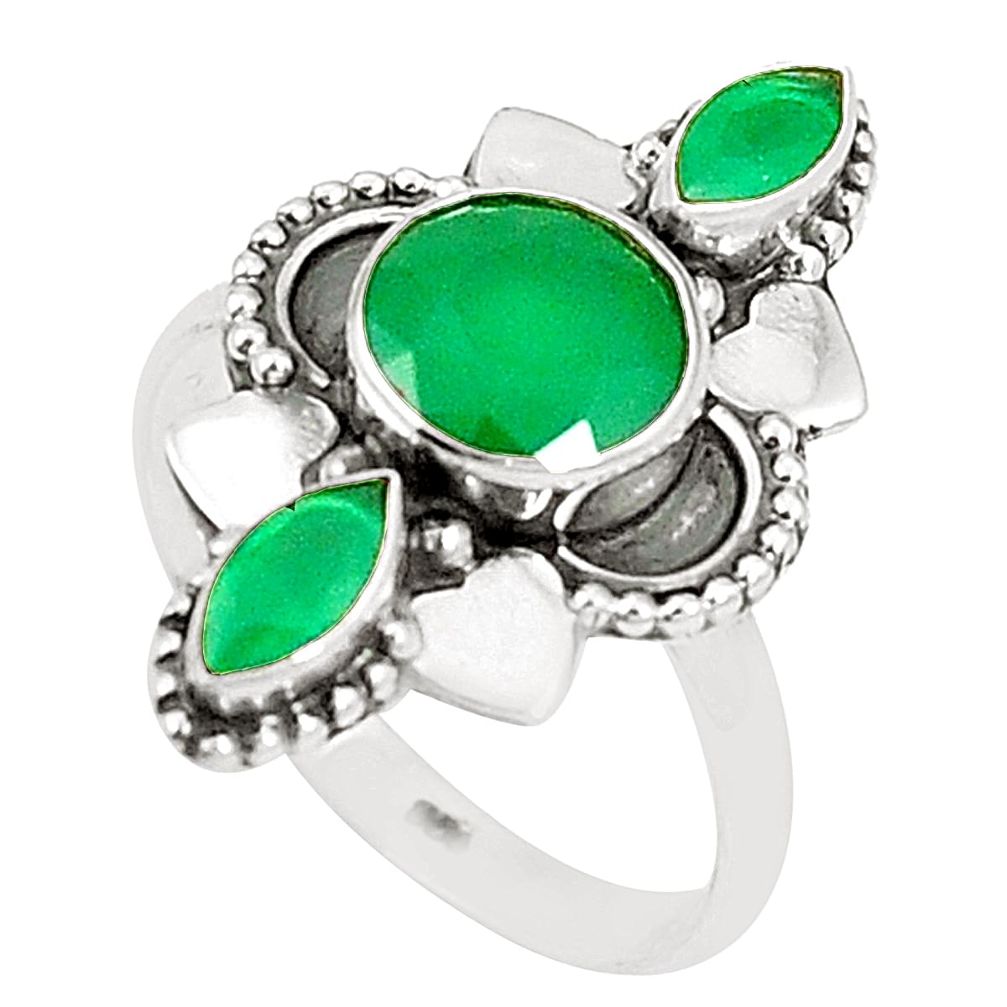 925 sterling silver natural green chalcedony ring jewelry size 7 m41580
