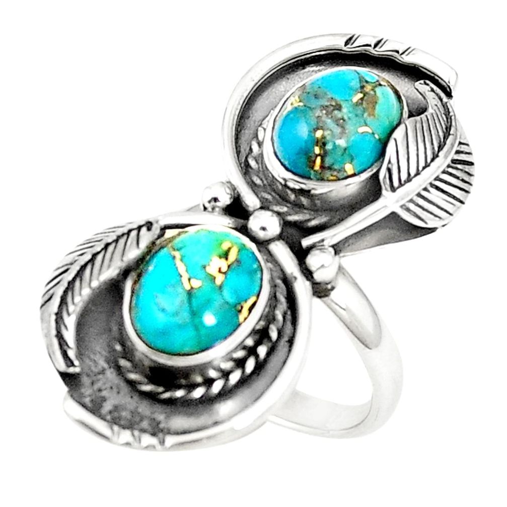 Blue copper turquoise 925 sterling silver ring jewelry size 6 m41676