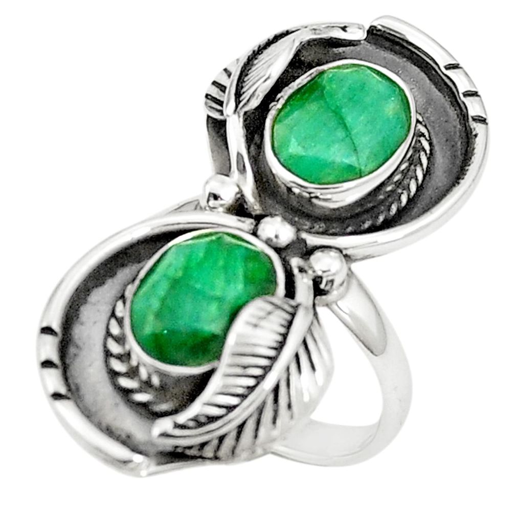 Natural green emerald 925 sterling silver ring jewelry size 6.5 m41678