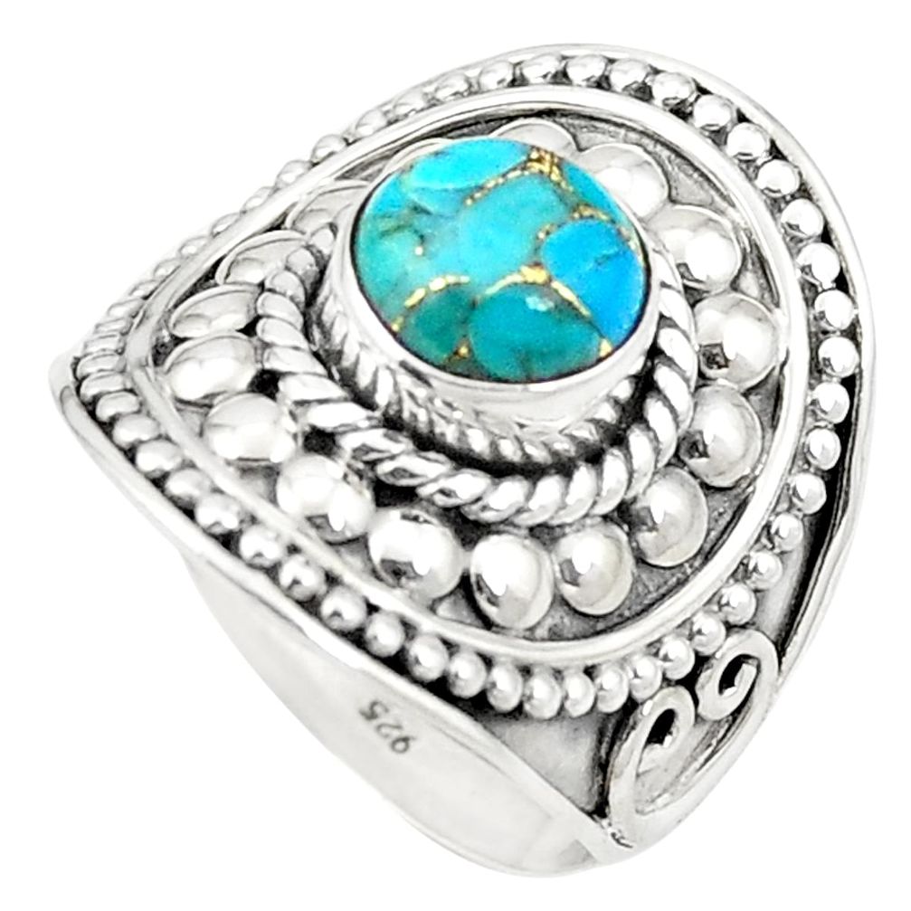 Blue copper turquoise 925 sterling silver ring jewelry size 8.5 m42148