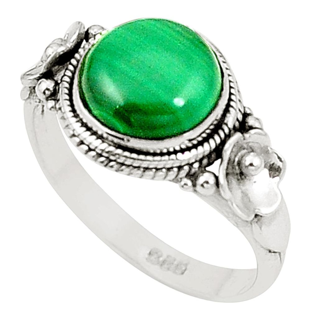 Natural green malachite (pilot's stone) 925 silver ring jewelry size 7 m42381