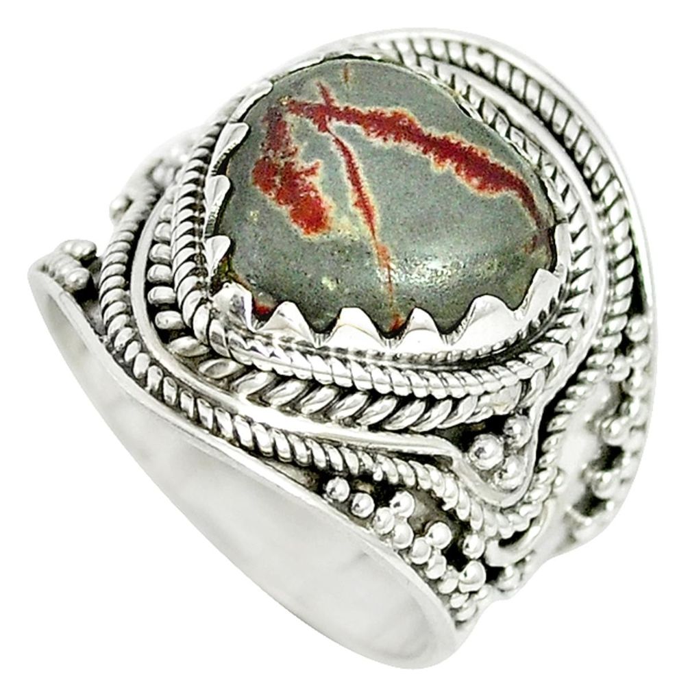 925 silver natural grey sonoran dendritic rhyolite solitaire ring size 7 m4256