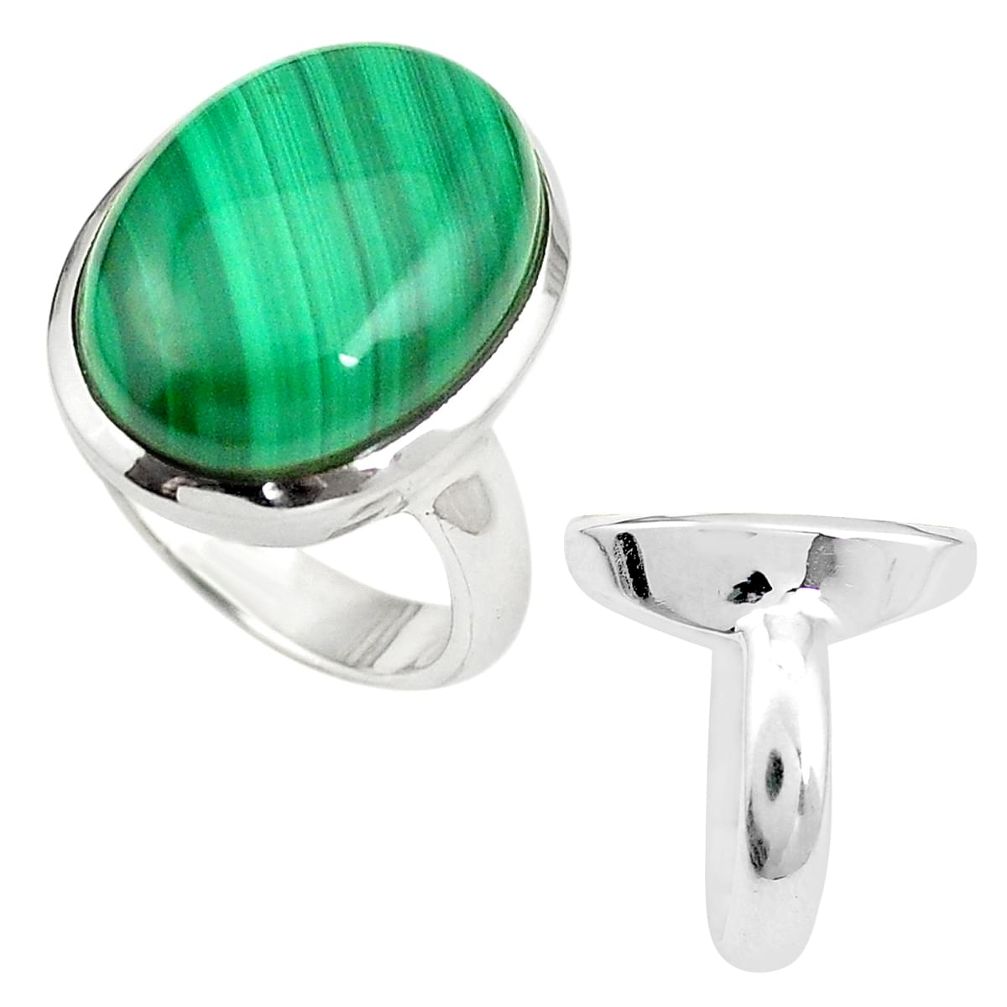 Natural green malachite (pilot's stone) 925 silver ring size 8 m43083