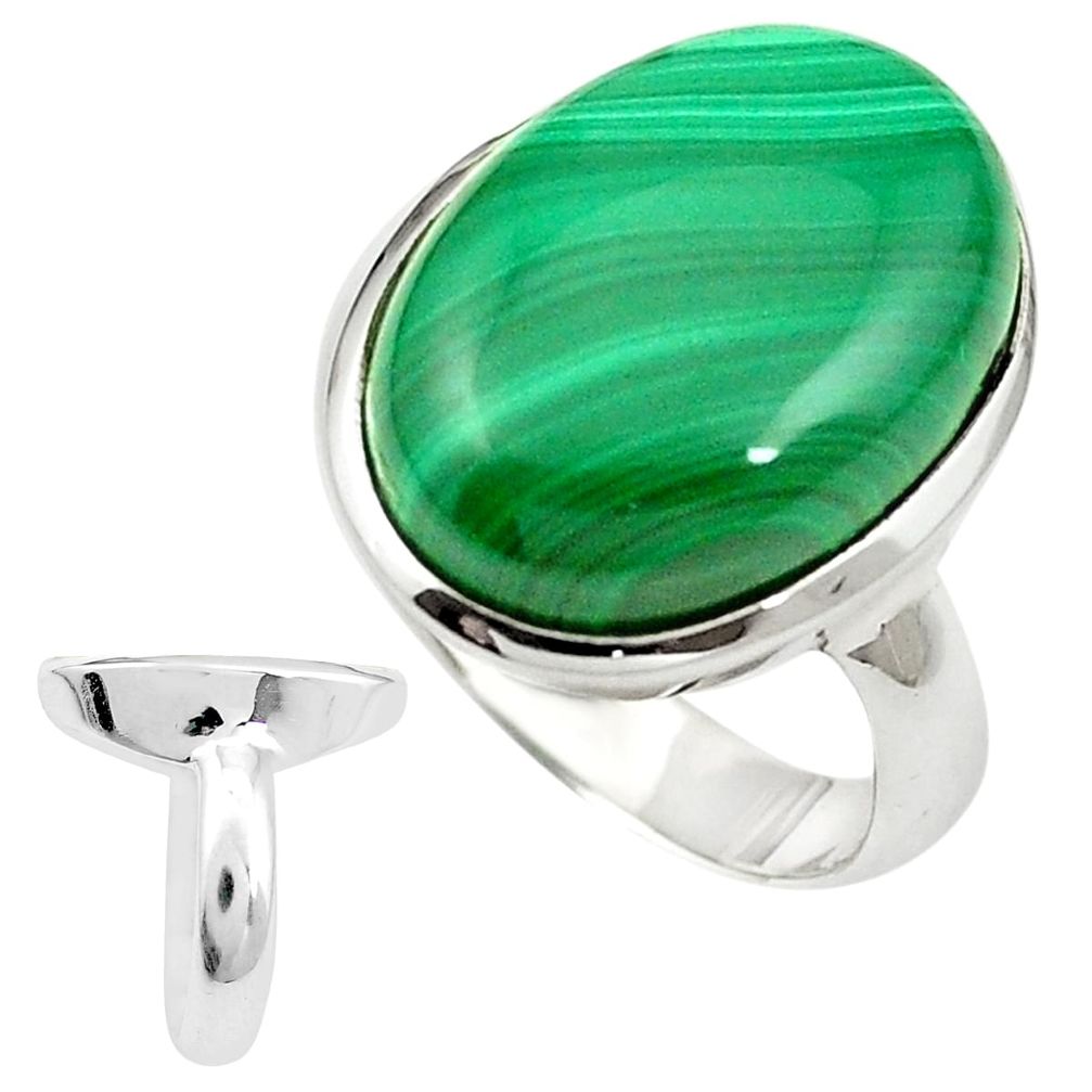 Natural green malachite (pilot's stone) 925 silver ring jewelry size 6 m43163