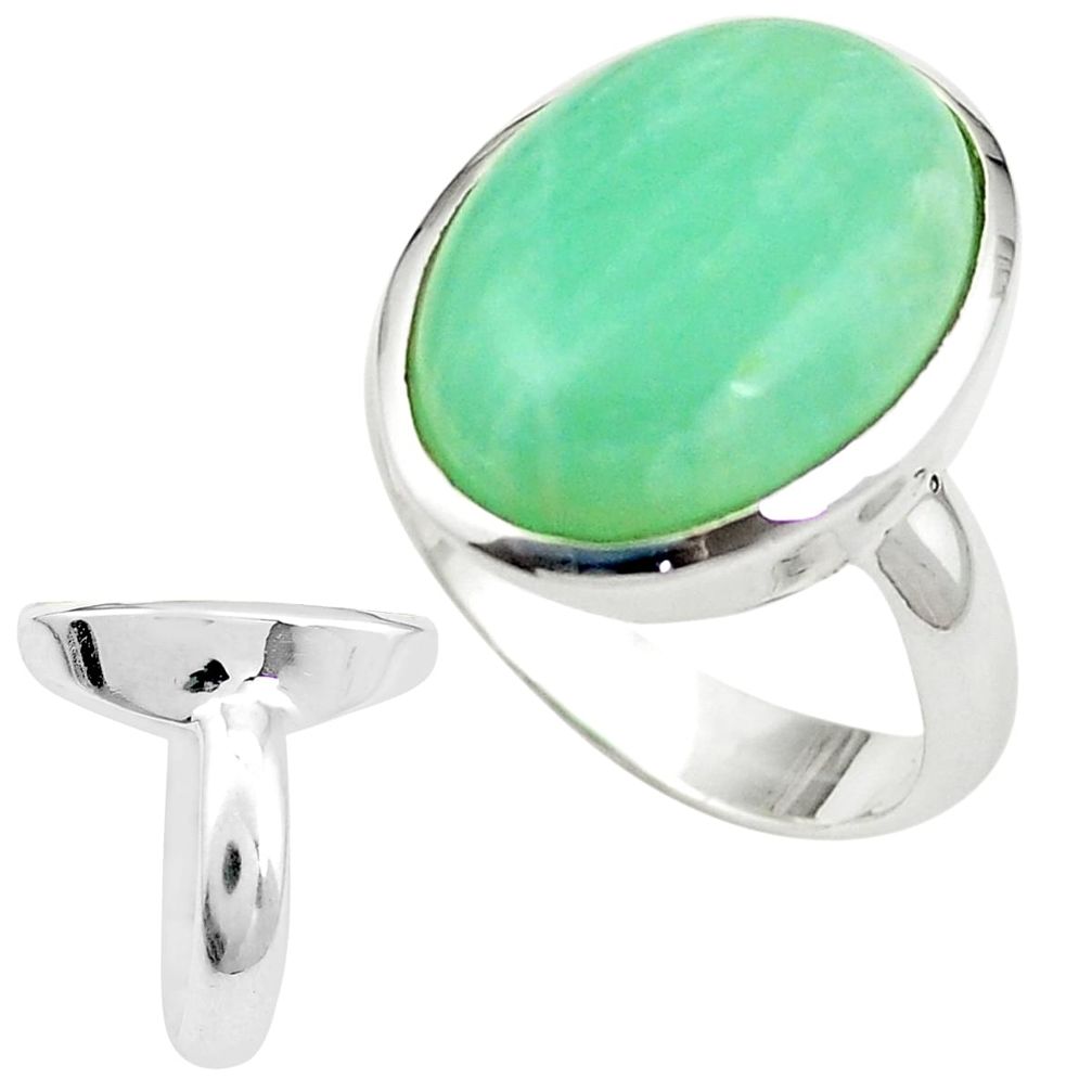 925 sterling silver natural green amazonite (hope stone) ring size 8 m43171