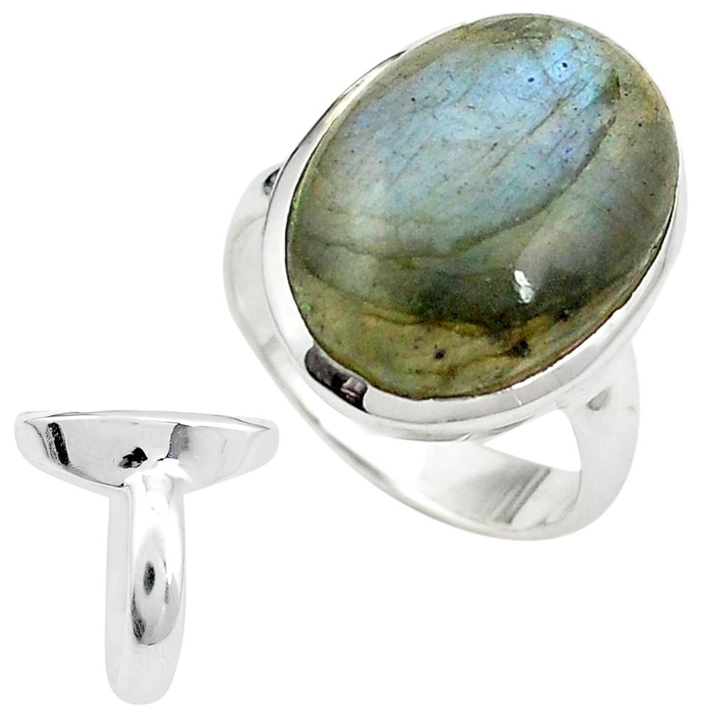 Natural blue labradorite 925 sterling silver ring size 6.5 m43176