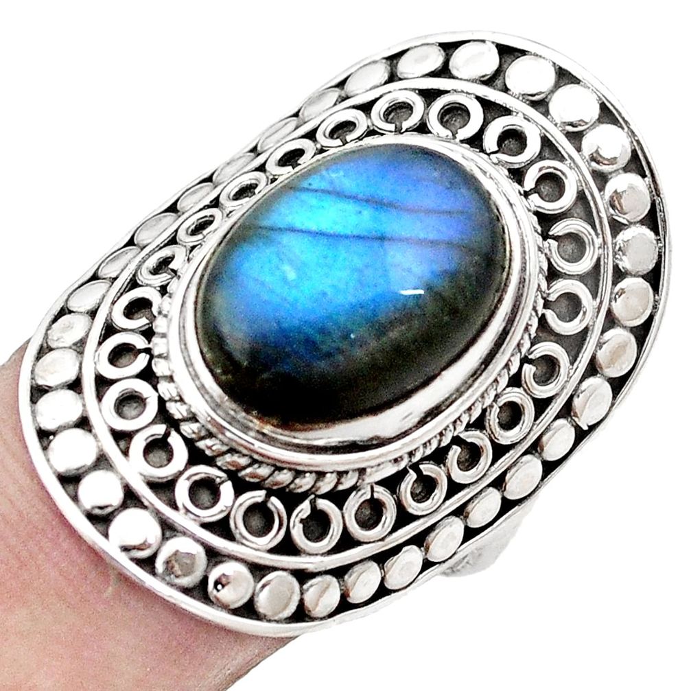 Natural blue labradorite 925 sterling silver ring jewelry size 7.5 m43839