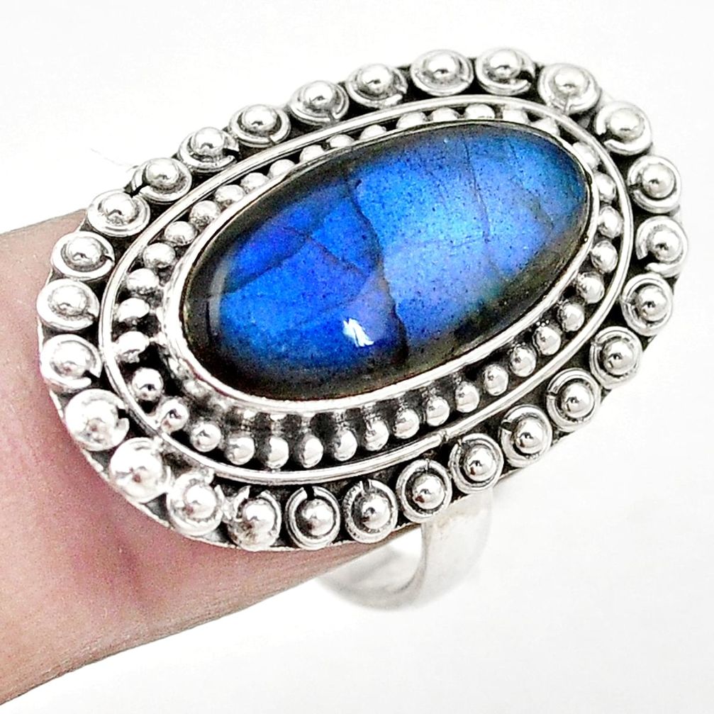 Natural blue labradorite 925 sterling silver ring jewelry size 7 m43859
