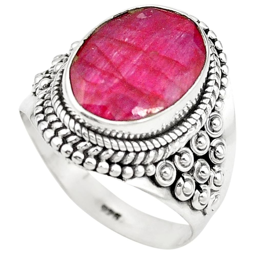 Natural red ruby 925 sterling silver ring jewelry size 8.5 m43862