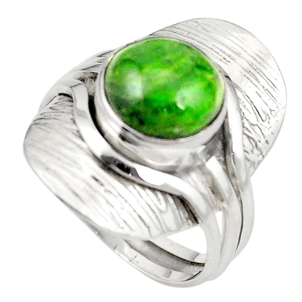 Victorian natural green chrome diopside 925 silver ring size 9 m43912