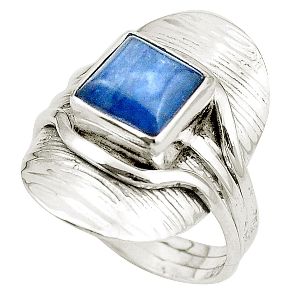 Victorian natural blue kyanite 925 silver two tone ring size 7.5 m43927