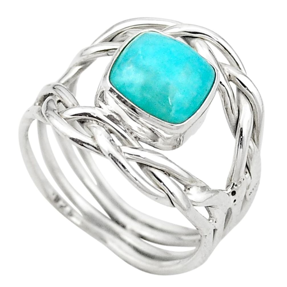 925 sterling silver natural green peruvian amazonite ring size 7 m43945